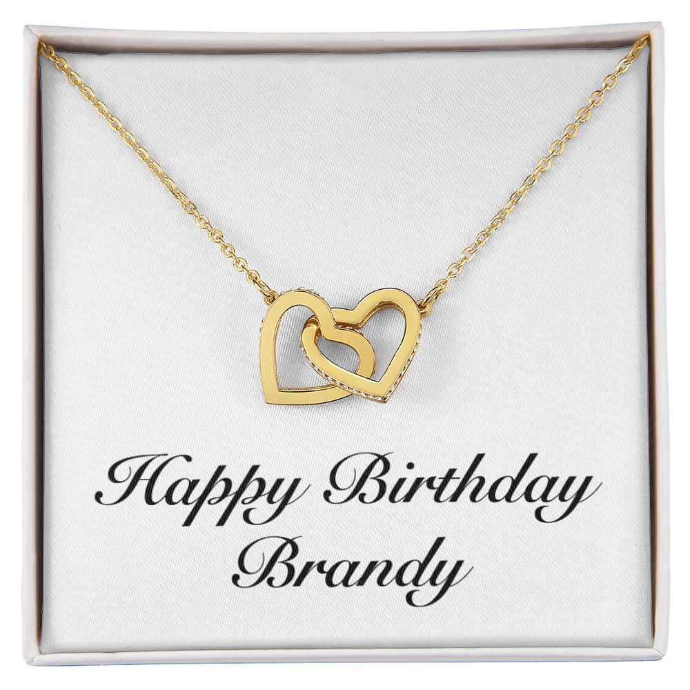 Happy Birthday Brandy - 18K Yellow Gold Finish Interlocking Hearts Necklace