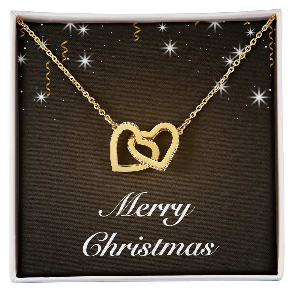 Merry Christmas v06 - 18K Yellow Gold Finish Interlocking Hearts Necklace