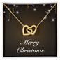 Merry Christmas v06 - 18K Yellow Gold Finish Interlocking Hearts Necklace