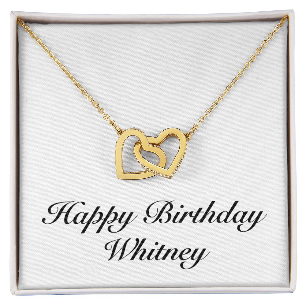 Happy Birthday Whitney - 18K Yellow Gold Finish Interlocking Hearts Necklace