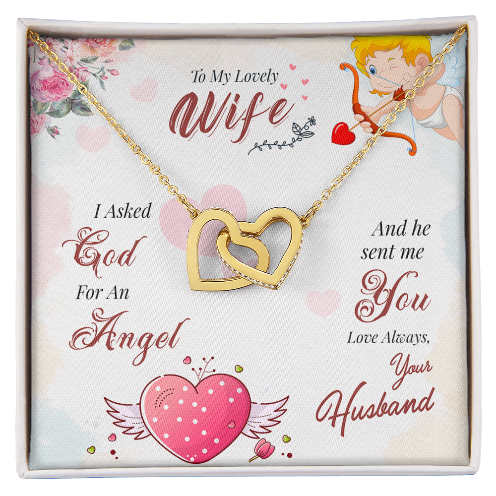 012 To My Lovely Wife - 18K Yellow Gold Finish Interlocking Hearts Necklace