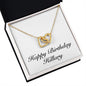 Happy Birthday Hillary - 18K Yellow Gold Finish Interlocking Hearts Necklace