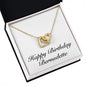 Happy Birthday Bernadette - 18K Yellow Gold Finish Interlocking Hearts Necklace