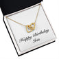 Happy Birthday Iris - 18K Yellow Gold Finish Interlocking Hearts Necklace