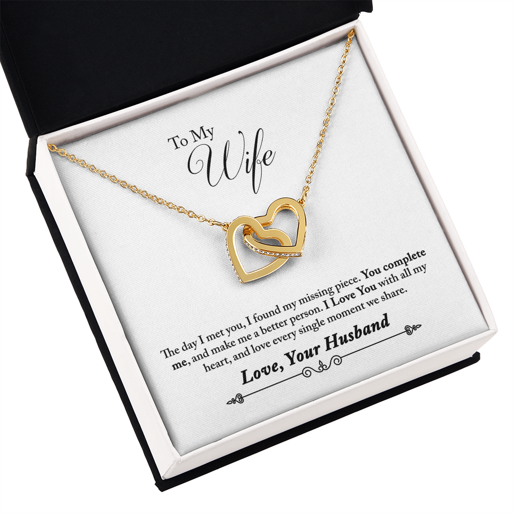 010 To My Wife - 18K Yellow Gold Finish Interlocking Hearts Necklace