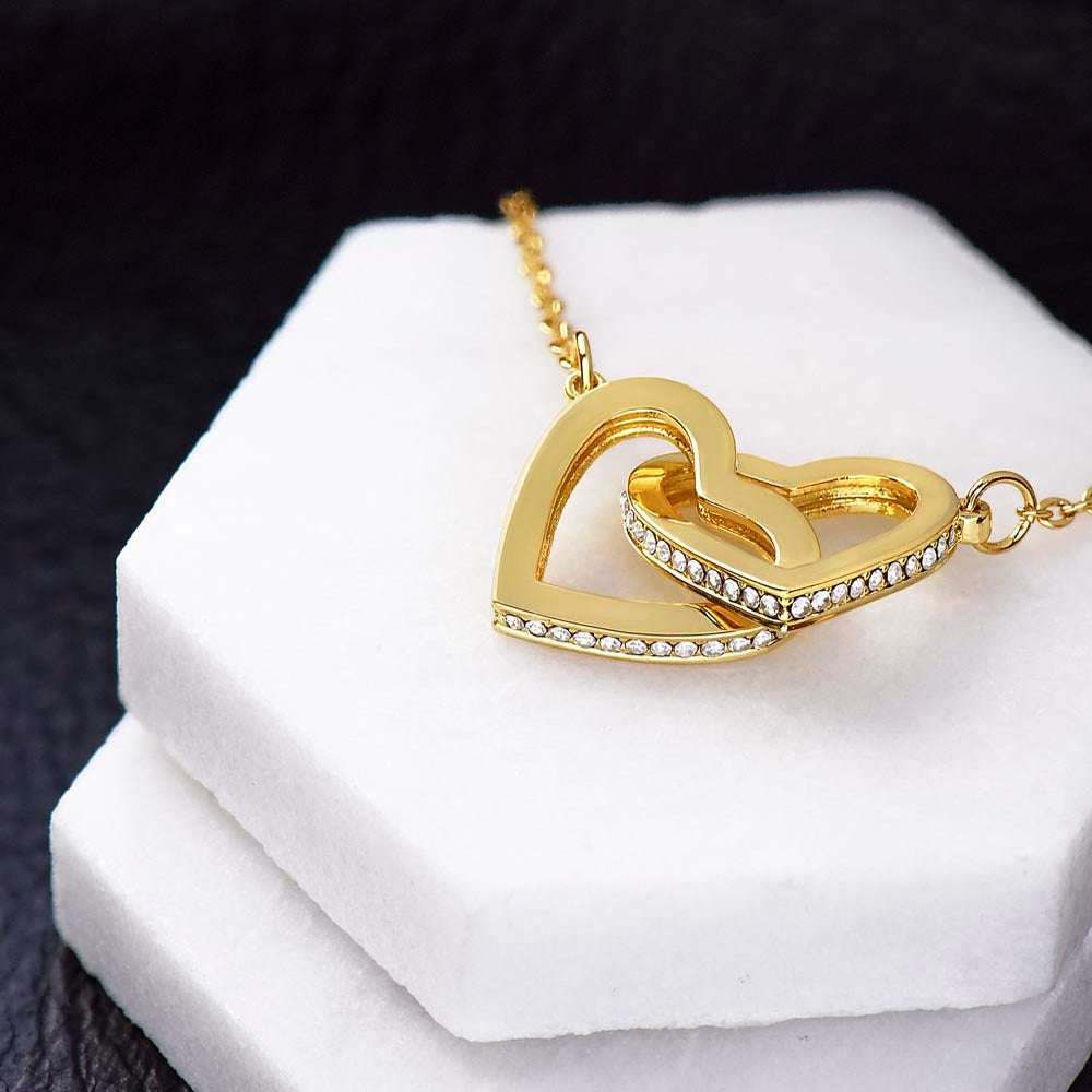 018 Dear Wife, Happy Anniversary - 18K Yellow Gold Finish Interlocking Hearts Necklace