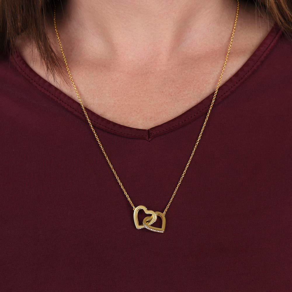 Celebrating 14 Years Anniversary - 18K Yellow Gold Finish Interlocking Hearts Necklace