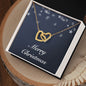 Merry Christmas v04 - 18K Yellow Gold Finish Interlocking Hearts Necklace