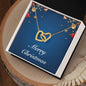 Merry Christmas v01 - 18K Yellow Gold Finish Interlocking Hearts Necklace