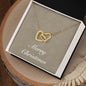 Merry Christmas v10 - 18K Yellow Gold Finish Interlocking Hearts Necklace