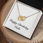 Happy Birthday Vicki - 18K Yellow Gold Finish Interlocking Hearts Necklace