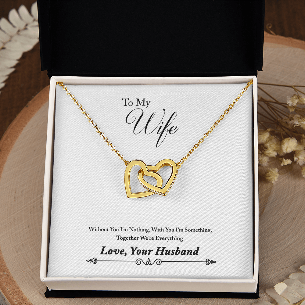 007 To My Wife - 18K Yellow Gold Finish Interlocking Hearts Necklace