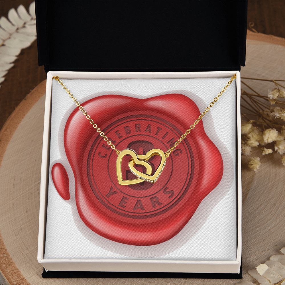 Celebrating 03 Years Anniversary - 18K Yellow Gold Finish Interlocking Hearts Necklace