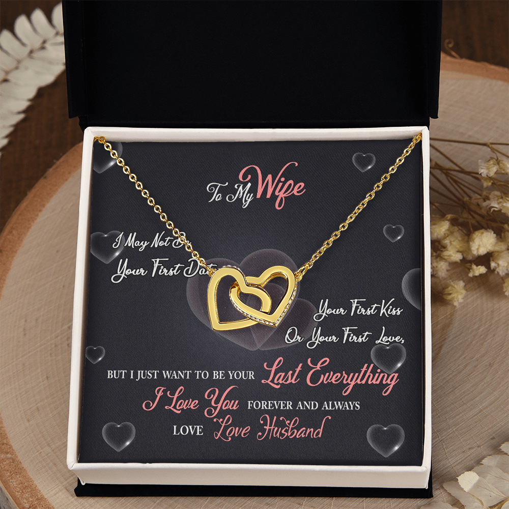 017 To My Wife - 18K Yellow Gold Finish Interlocking Hearts Necklace