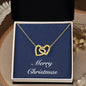 Merry Christmas v08 - 18K Yellow Gold Finish Interlocking Hearts Necklace