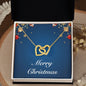 Merry Christmas v01 - 18K Yellow Gold Finish Interlocking Hearts Necklace