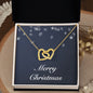 Merry Christmas v04 - 18K Yellow Gold Finish Interlocking Hearts Necklace