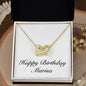 Happy Birthday Marisa - 18K Yellow Gold Finish Interlocking Hearts Necklace