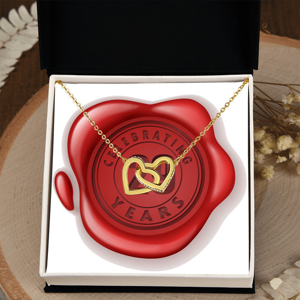 Celebrating 29 Years Anniversary - 18K Yellow Gold Finish Interlocking Hearts Necklace