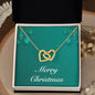 Merry Christmas v02 - 18K Yellow Gold Finish Interlocking Hearts Necklace