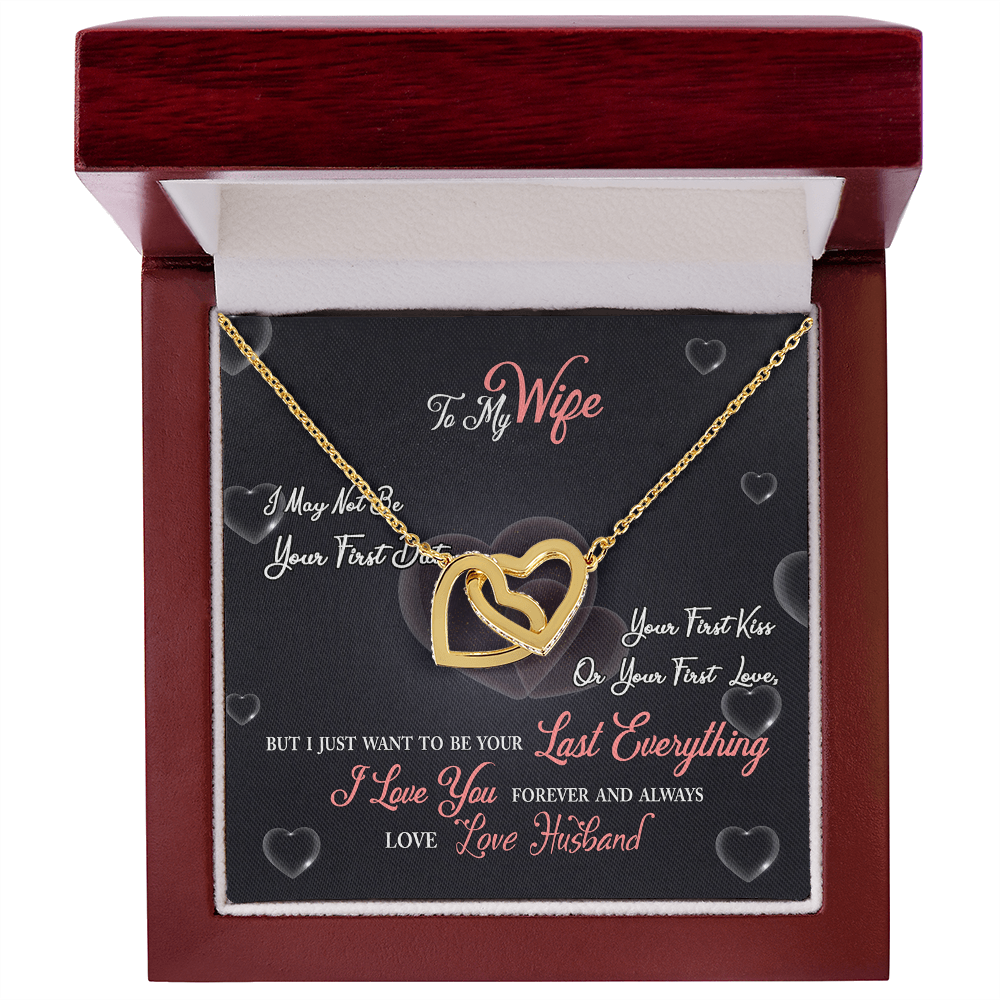 017 To My Wife - 18K Yellow Gold Finish Interlocking Hearts Necklace With Mahogany Style Luxury Box