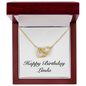 Happy Birthday Linda - 18K Yellow Gold Finish Interlocking Hearts Necklace With Mahogany Style Luxury Box