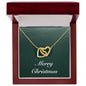 Merry Christmas v09 - 18K Yellow Gold Finish Interlocking Hearts Necklace With Mahogany Style Luxury Box
