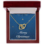 Merry Christmas v05 - 18K Yellow Gold Finish Interlocking Hearts Necklace With Mahogany Style Luxury Box