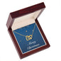 Merry Christmas v05 - 18K Yellow Gold Finish Interlocking Hearts Necklace With Mahogany Style Luxury Box