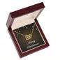 Merry Christmas v06 - 18K Yellow Gold Finish Interlocking Hearts Necklace With Mahogany Style Luxury Box