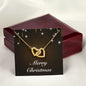 Merry Christmas v06 - 18K Yellow Gold Finish Interlocking Hearts Necklace With Mahogany Style Luxury Box