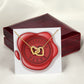 Celebrating 42 Years Anniversary - 18K Yellow Gold Finish Interlocking Hearts Necklace With Mahogany Style Luxury Box