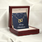 Merry Christmas v04 - 18K Yellow Gold Finish Interlocking Hearts Necklace With Mahogany Style Luxury Box