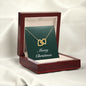 Merry Christmas v09 - 18K Yellow Gold Finish Interlocking Hearts Necklace With Mahogany Style Luxury Box