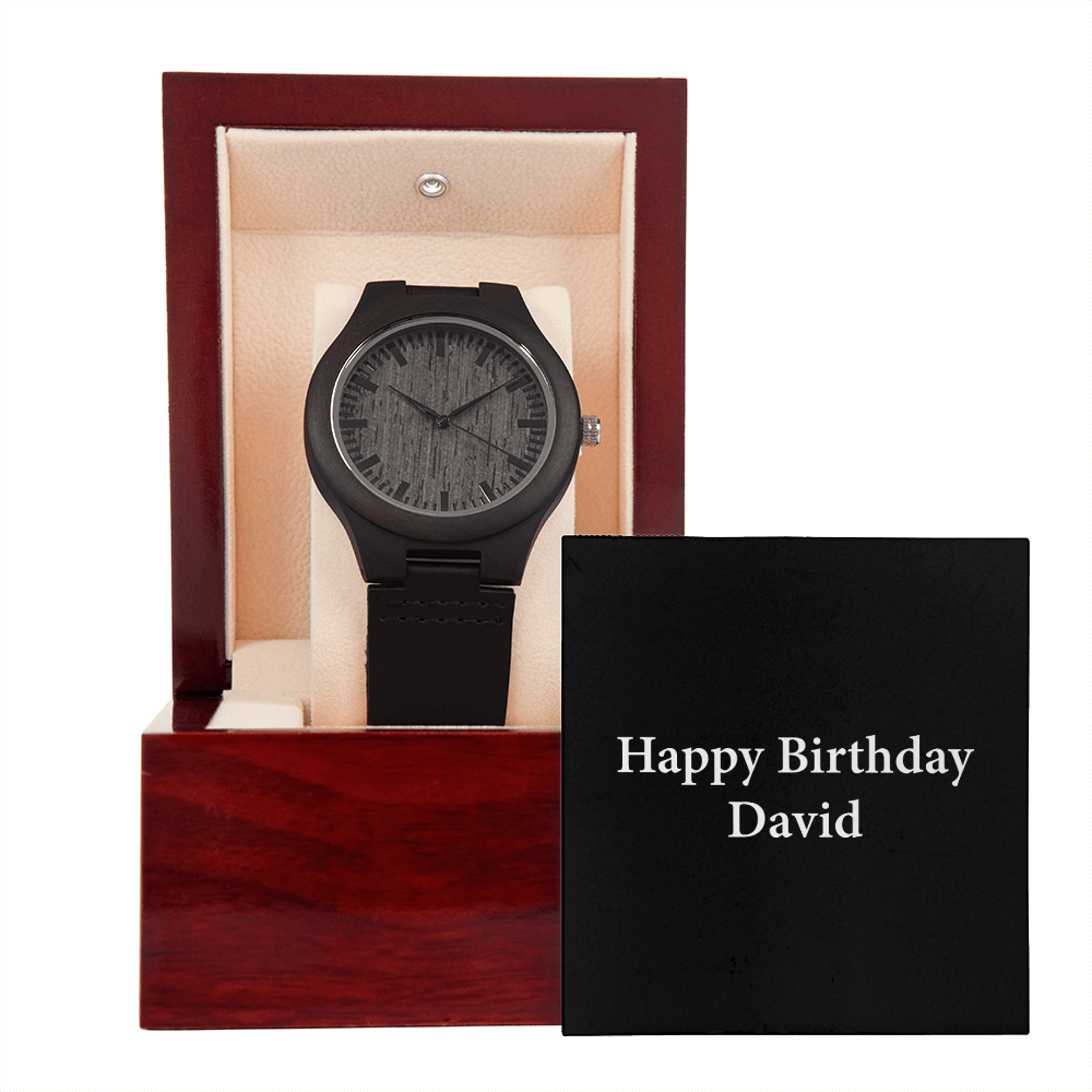 Happy Birthday David v2 - Wooden Watch