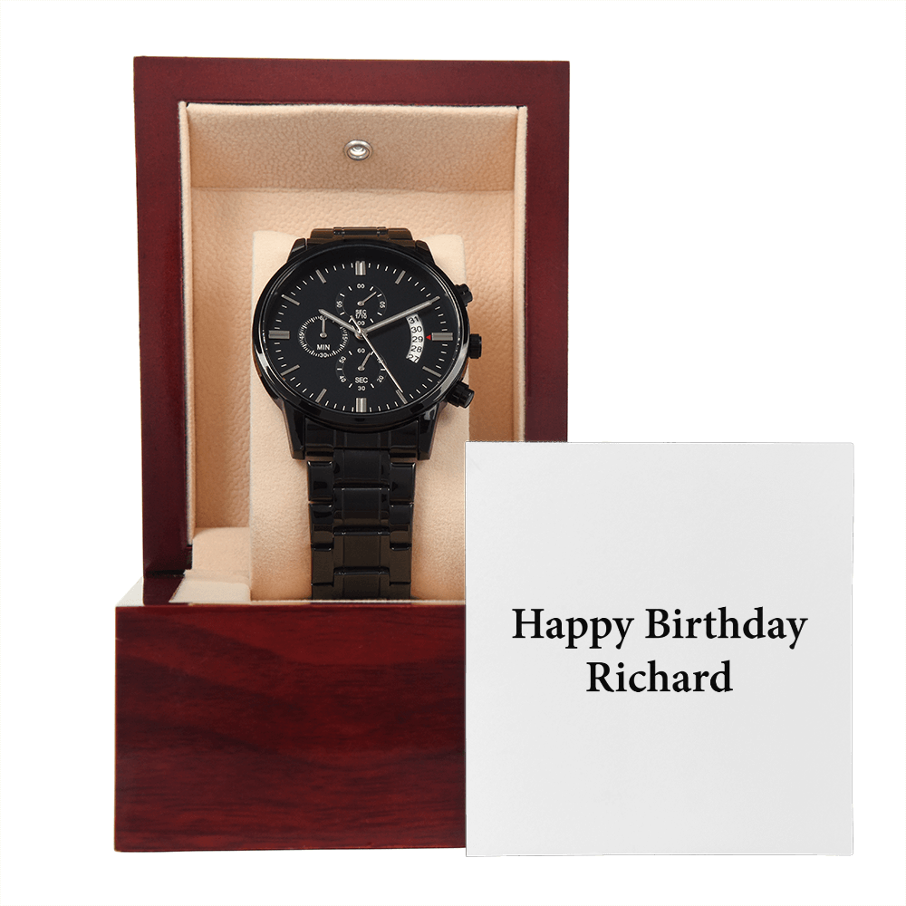 Happy Birthday Richard - Black Chronograph Watch