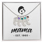 Mama, Est. 1960 - Personalized Baby Feet Necklace With Birthstone