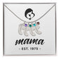 Mama, Est. 1975 - Personalized Baby Feet Necklace With Birthstone