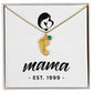 Mama, Est. 1999 - Personalized Baby Feet Necklace With Birthstone