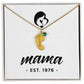 Mama, Est. 1976 - Personalized Baby Feet Necklace With Birthstone