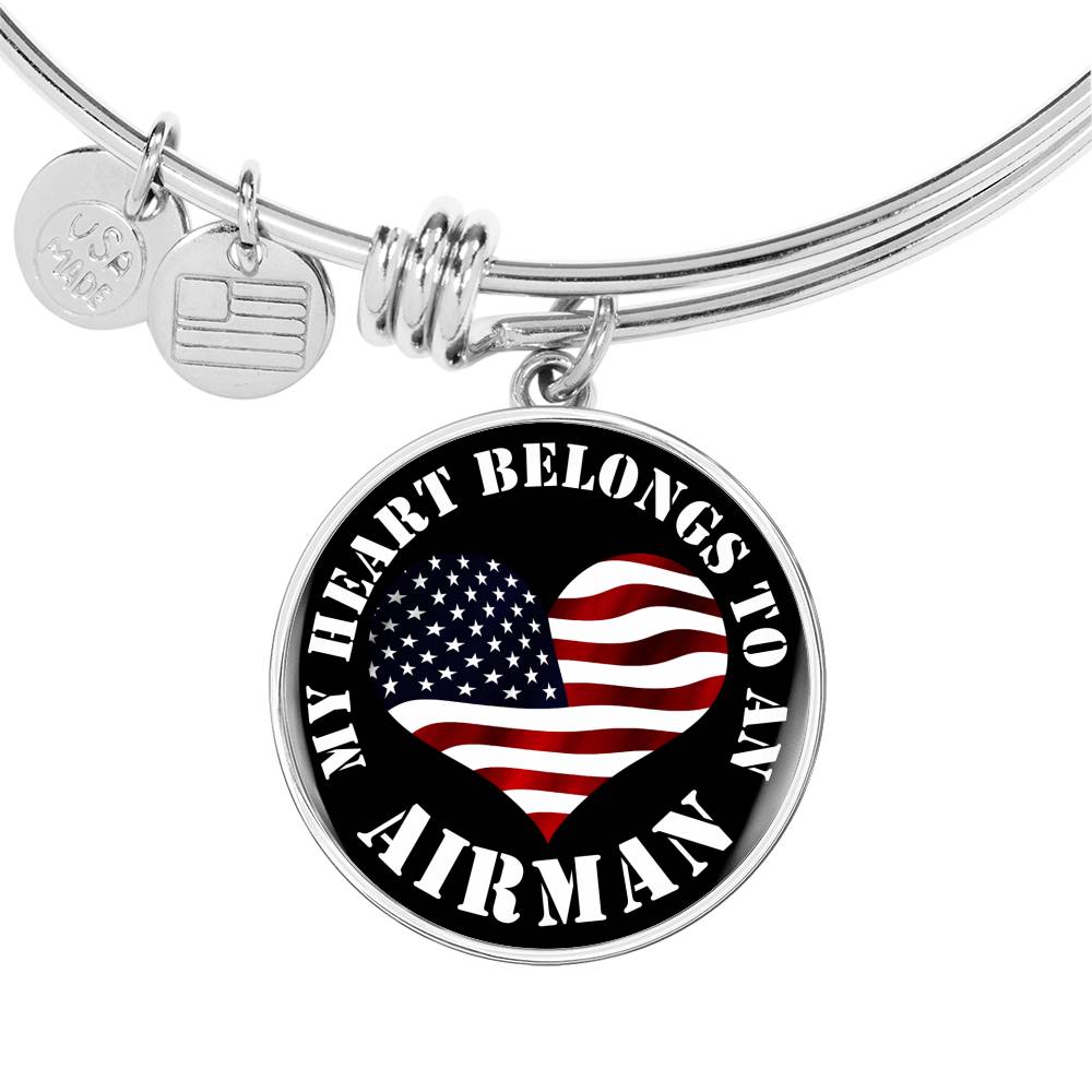 My Heart Belongs To An Airman - Bangle Bracelet