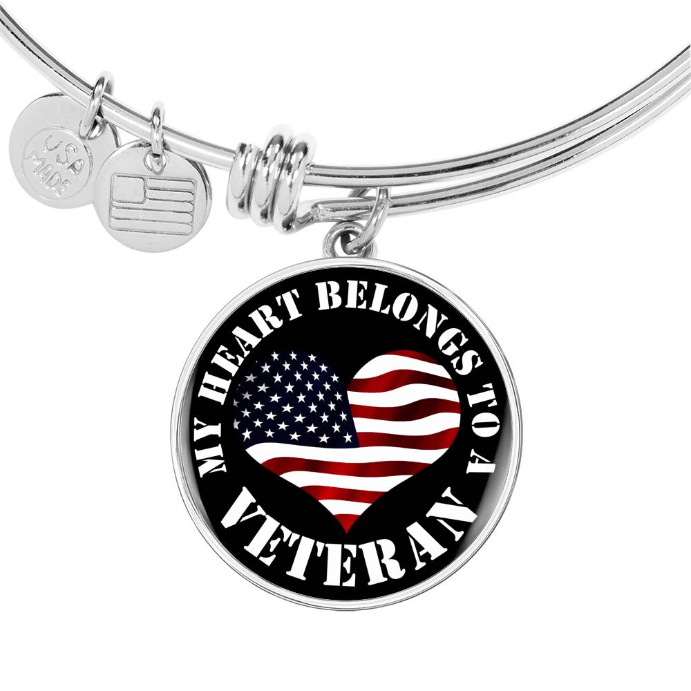 My Heart Belongs To A Veteran - Bangle Bracelet