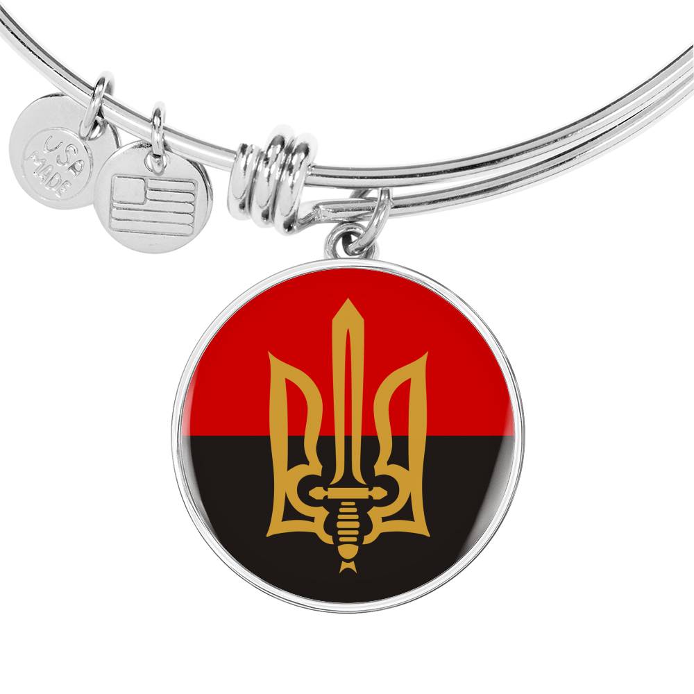 Stylized Tryzub And Red-Black Flag - Bangle Bracelet