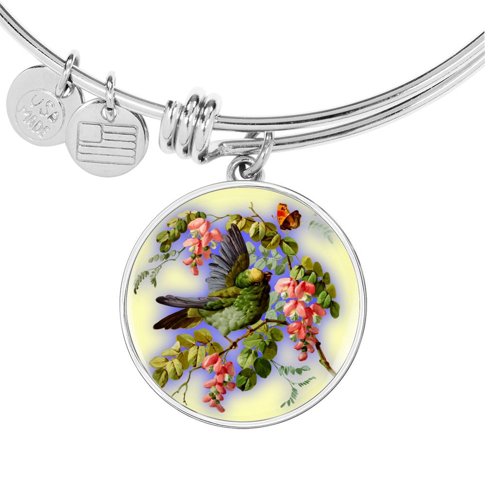 Bird And Flowers - Bangle Bracelet