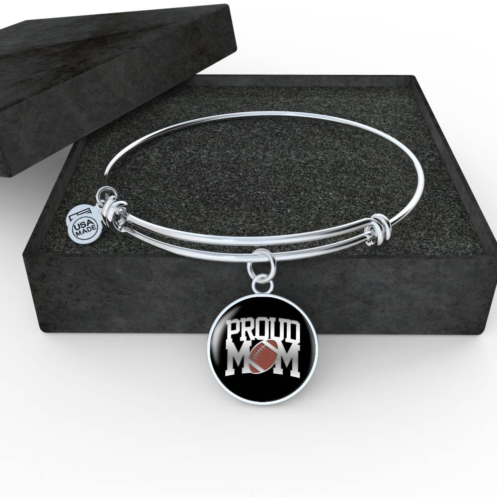 Proud Football Mom - Bangle Bracelet