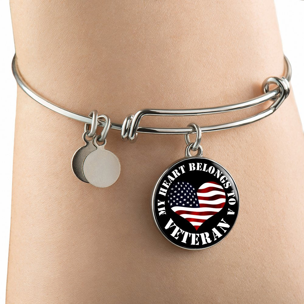 My Heart Belongs To A Veteran - Bangle Bracelet