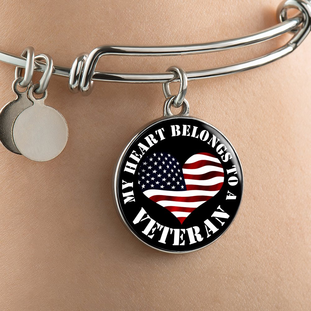 My Heart Belongs To A Veteran - Bangle Bracelet