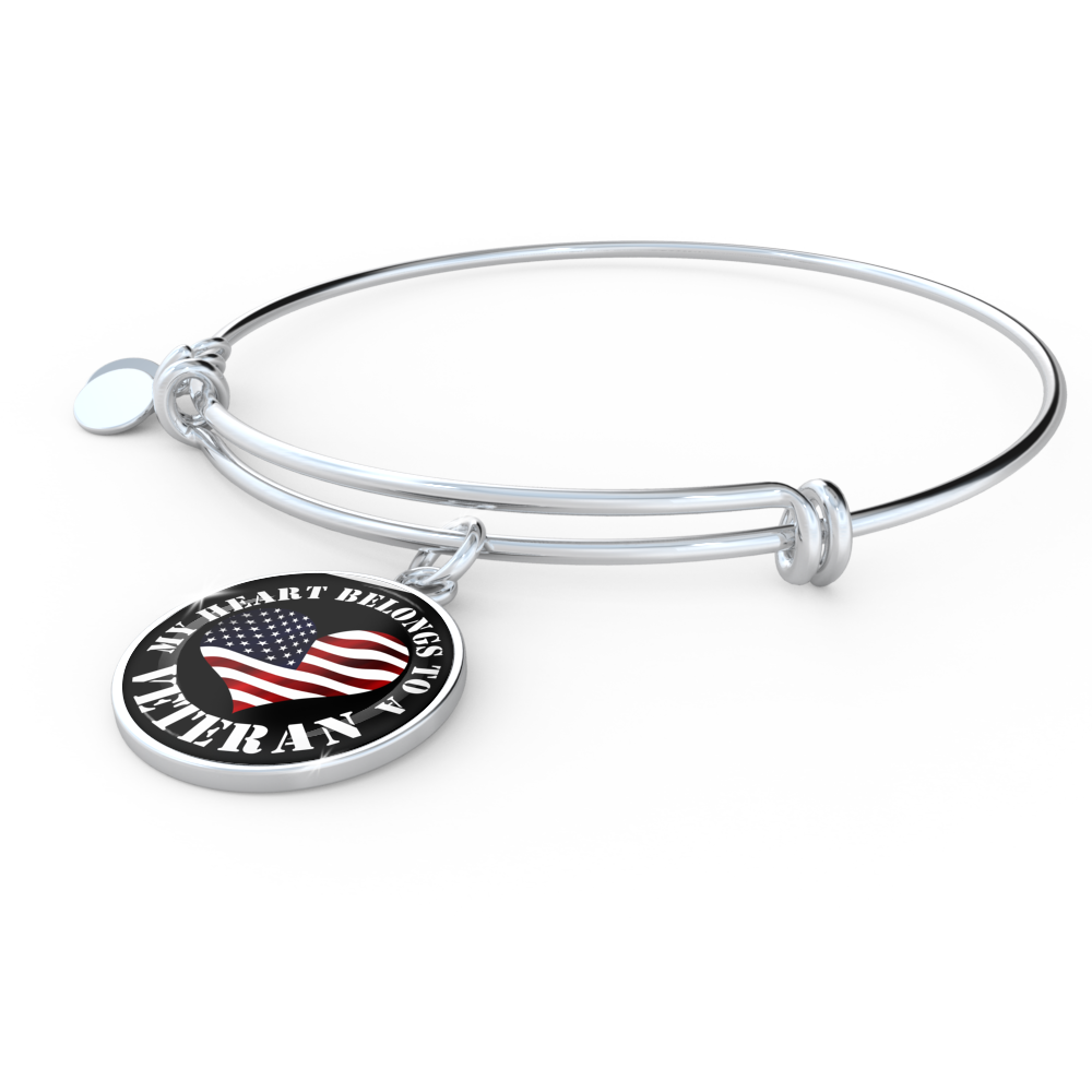 My Heart Belongs To A Veteran - Bangle Bracelet