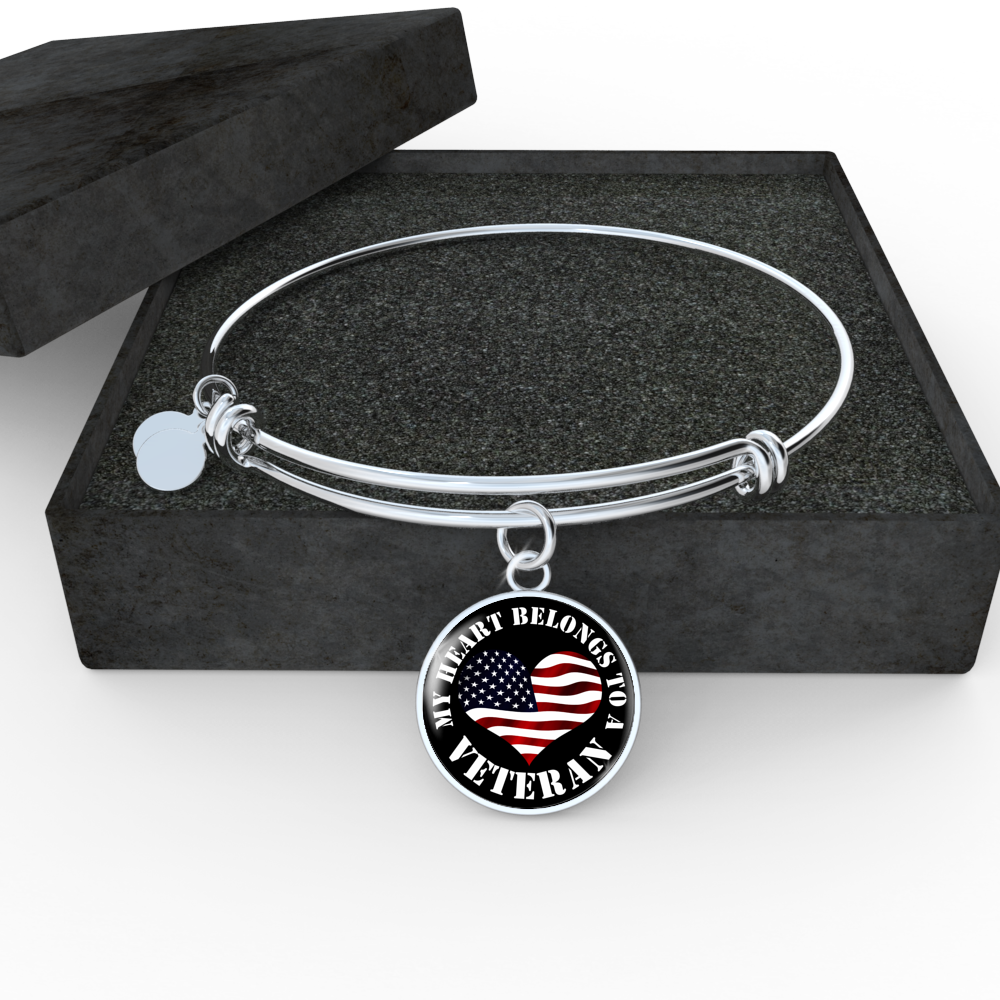 My Heart Belongs To A Veteran - Bangle Bracelet