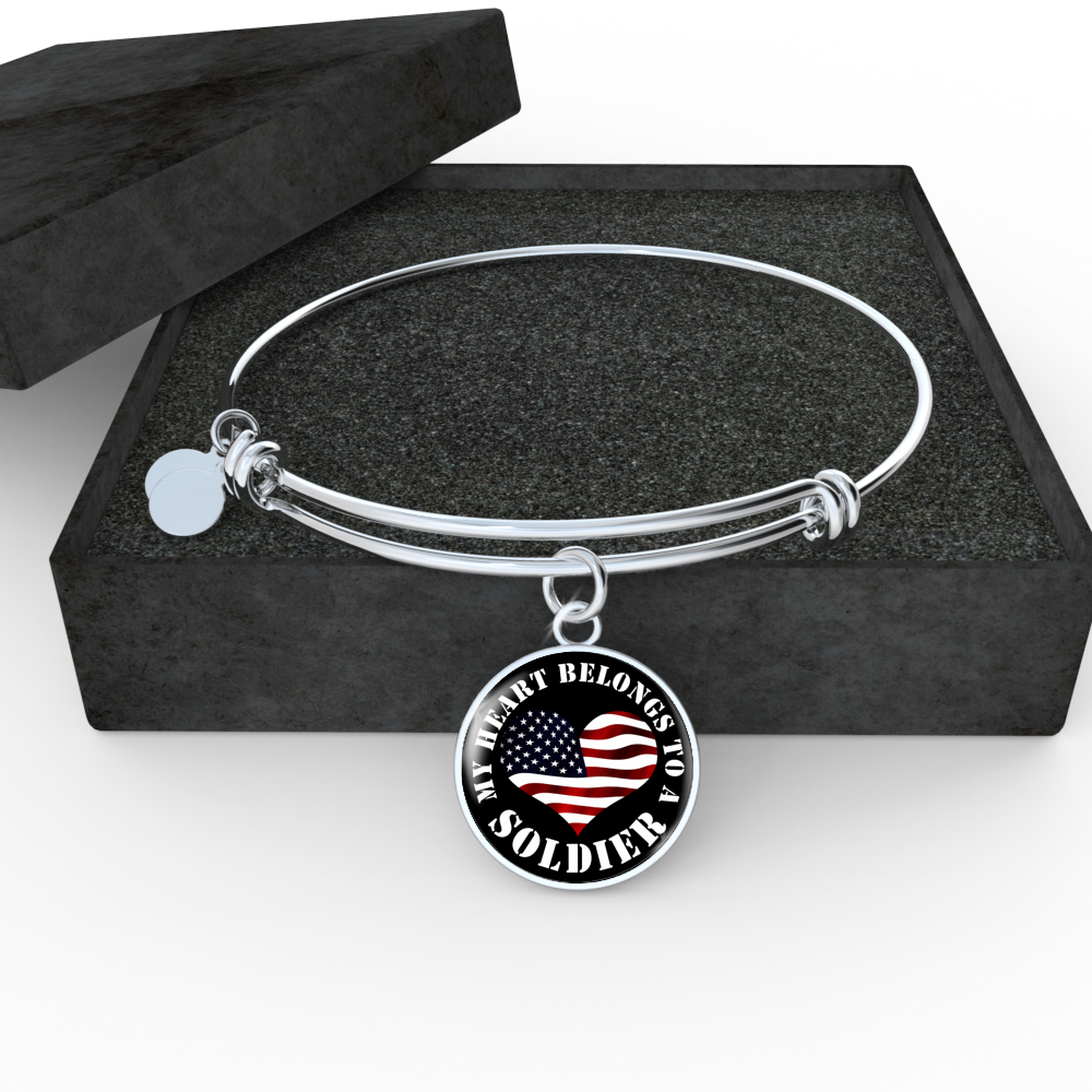 My Heart Belongs To A Soldier - Bangle Bracelet